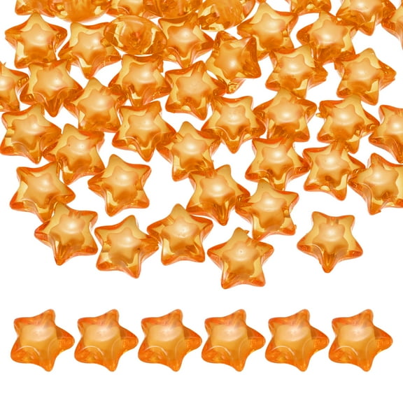 Uxcell 50pcs Acrylic Star Beads, 18mm Star-Shaped Pony Loose Spacer Beads for Bracelets Jewelry Making DIY Crafts, Orange