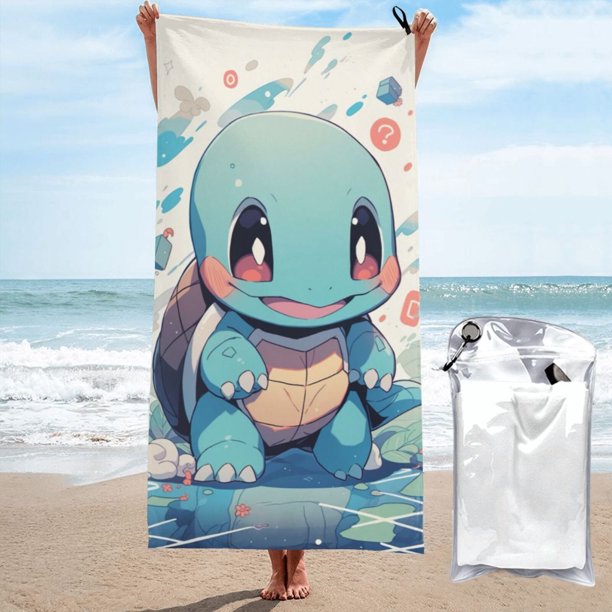 Toalla de playa Squirtle, suave, de secado rápido, resistente a la arena, para piscina, yoga, gimnasio, camping, toallas de baño ligeras, regalo para niños, niñas, niños y adultos, 27,5 x 55 pulgadas