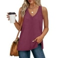 thumbnail image 4 of Otntypg Womens Tank Tops Loose Fit Casual V Neck Shirts Flowy Sleeveless Summer Soft Tee Basic Workout Tshirt Trendy Outfits Clothes Wine XXL, 4 of 9