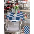 thumbnail image 4 of Outdoor Tablecloth with Umbrella Hole and Zipper, Blue Plaid Round Table Cloth 54 Inch Waterproof Tablecloth, Japanese Red Floral Flowers Buffalo Check Picnic Table Cover for Patio Camping, 4 of 7