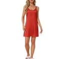 thumbnail image 2 of INSPIRAR CHIC Camisones de Satén para Mujeres Vestido de Noche Chemise Slip Vestido de Noche Sedoso 2XL Rojo, 2 of 6