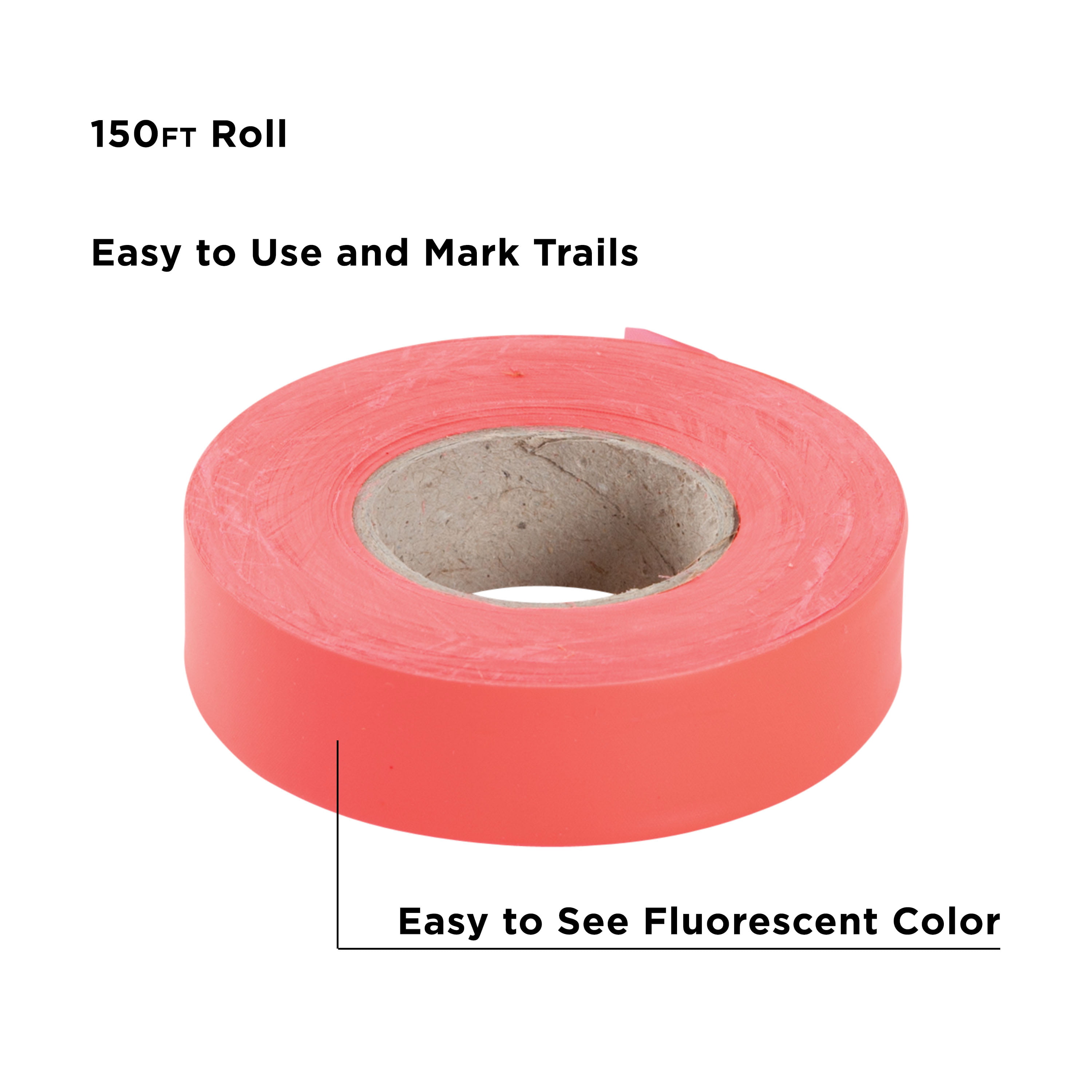 NEW ROLL OF ALLEN HI-VIS FLAGGING TAPE 150 FEET X 1 INCH  CARDED  FREE SHIPPING 