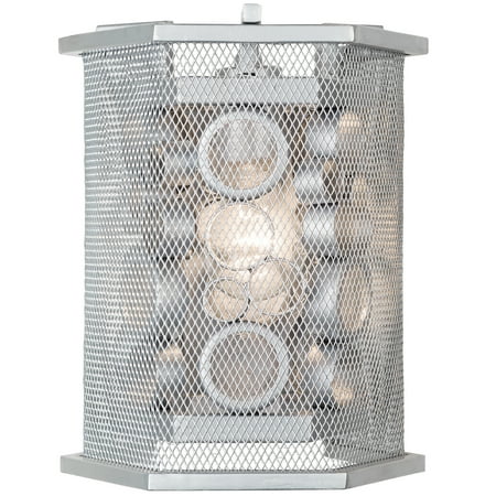 Contemporary Varaluz Fascination Collection Varaluz - Fascination - 1 Light Hex Wall Sconce - Metallic Silver Finish with Recycled Clear Glass ()