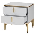 thumbnail image 2 of Baxton Studio Lilac Modern Glam White Wood and Gold Metal 2-Drawer Nightstand, 2 of 6