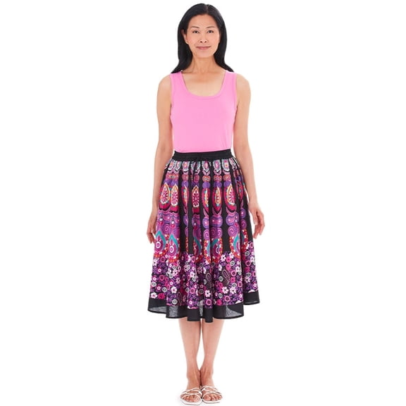 Printed Circle Skirt - Cute Summer Skirt for Women - Purple, XL