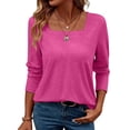thumbnail image 2 of Sexlip Womens Basic Crew Neck Tee Drop Shoulder Design Breathable Fabric Relaxed Silhouette for Casual Outings Pink L, 2 of 9