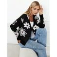 thumbnail image 3 of Women'S Floral Print Button Down Cardigan V Neck Drop Shoulder Knit Outerwear, 3 of 7