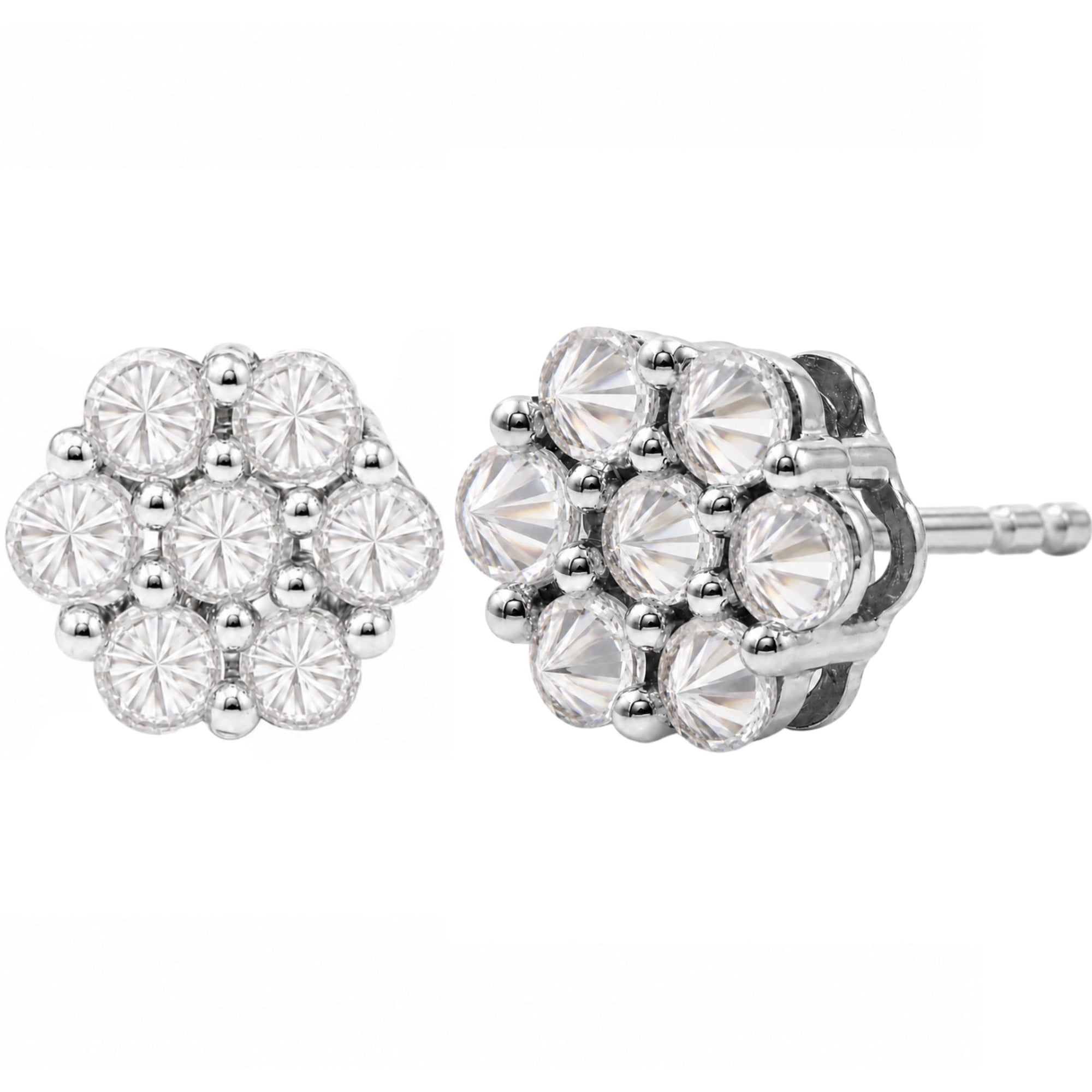 Diamonair Lab-Grown Diamond Stud Earrings for Women | Sterling Silver | Round Cut | Prong Set, Push Back | F Color, VS+ | 1.00 Total Carat Weight | Anniversary, Wedding, Birthday Gift