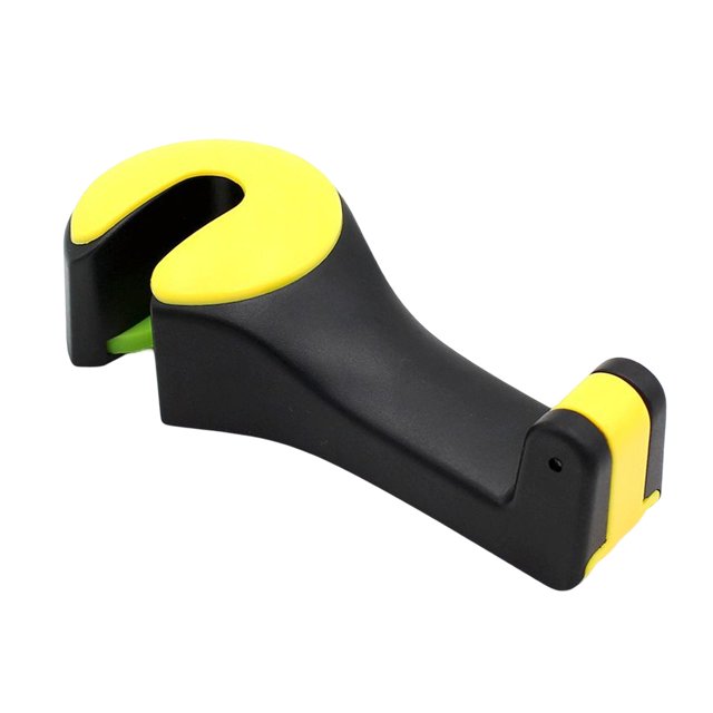 Gancho oculto para reposacabezas de coche 2 en 1, soporte para teléfono, clip de sujeción, organizador para Amarillo negro