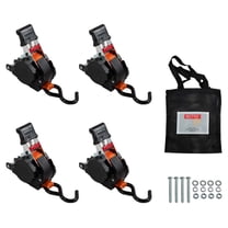 4 Pack 1''x10' Bolt on Orange Retractable Ratchet Straps for Cargo - Coated S Hook Auto Retract Ratchet Straps - Self Ratcheting Strap for Boat Tie Down to Trailer & Jet Ski, ATVs