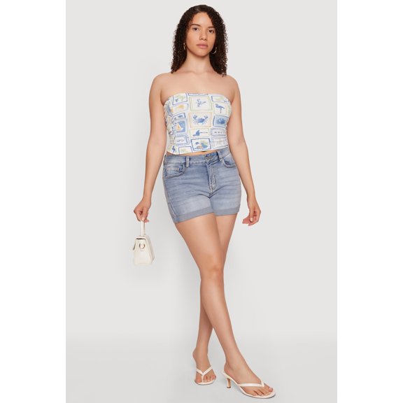 Women's Reversible Printed Pattern Crop Tube Top