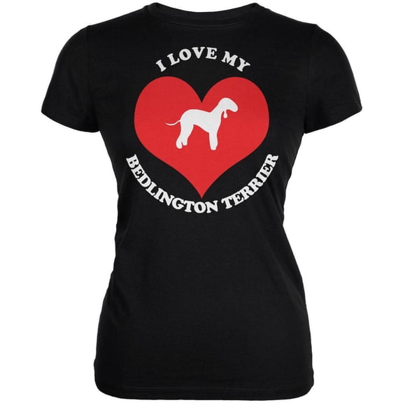 Valentines I Love My Bedlington Terrier Black Juniors Soft T-Shirt - 2X-Large