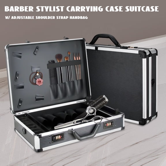 Large Makeup Case Portable Mobile Barber Station Hair Stylist Case Barber Stylist Suitcase Barber Tool Carrying Case Organizer with Code Lock Integrated Design