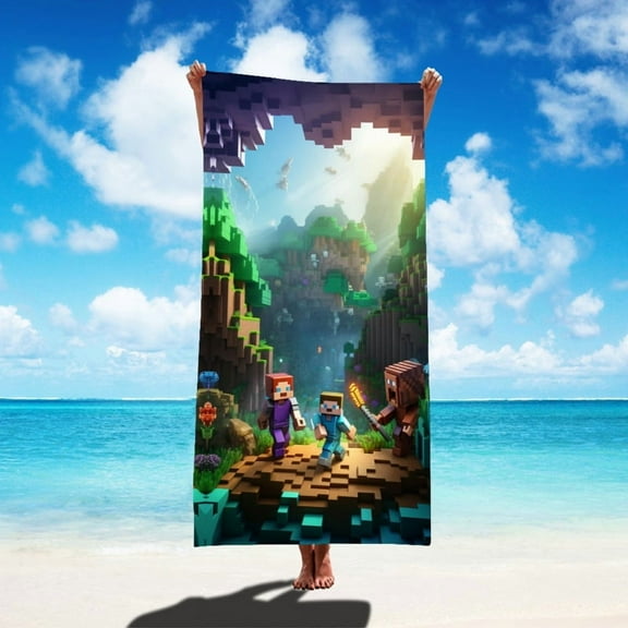 Minecraft Gaming Towel for Kids – Quick Dry Microfiber 30 x 60 Inches