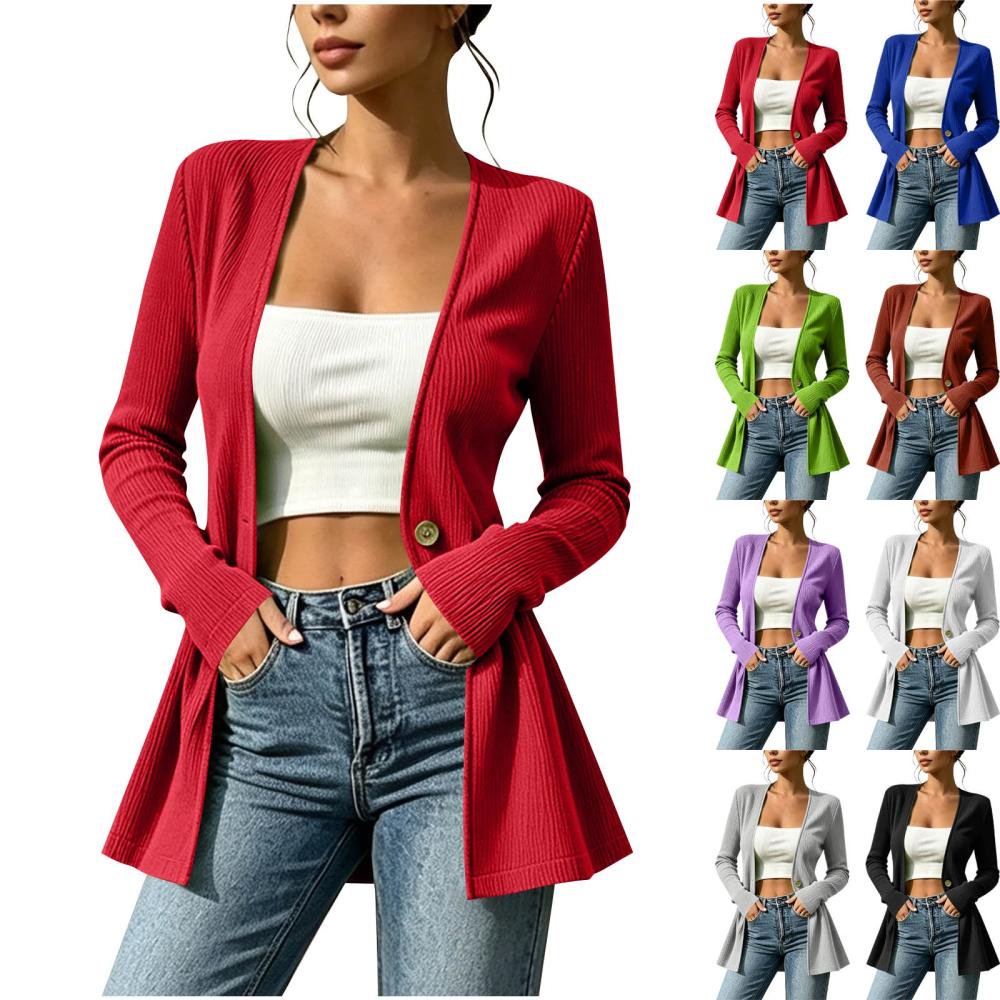 Bxsruta Womens Cardigan Long Sleeve Open Front Button Sweaters Casual Outfits