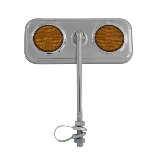Bike Mirror Rectangle Chrome Amber/Reflectors