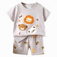 thumbnail image 4 of Gibobby Toddler Boy Summer Tropical Printed Short Sleeve T-Shirt Elastic Shorts 2Pc Casual Outfit Soft Comfortable Clothes for Twins Newborn 6M 12M 18M 24M 1T‑6T Kids Running Wear(18-24 Months,Grey), 4 of 4