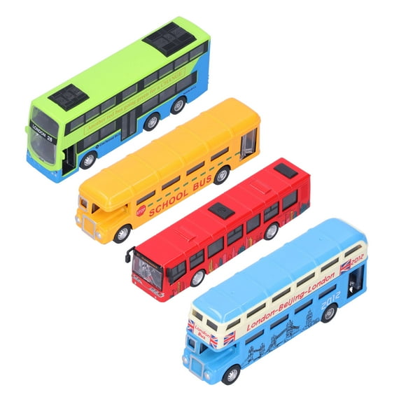 Autobús de juguete, 4 piezas de aleación de juguete de autobús, vehículo de juguete para niños, autobús de juguete de funcionamiento suave