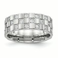 thumbnail image 1 of Bague en Acier Inoxydable Poli à Carreaux CZ Taille 8, 1 of 6