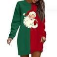 thumbnail image 3 of Christmas Long Hoodies for Women 2025 Long Sleeve Color Block Graphic Hooded Sweatshirt Hoodie Dress Pullover Tops, 3 of 5