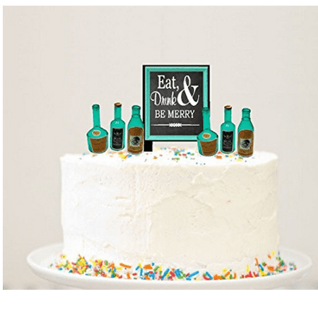 Lovers Pick - Alcohol Lovers Cake/Food/Cupcake Birthday Party Decoration Topper Picks (6pack Liquor Bottles & Sign)