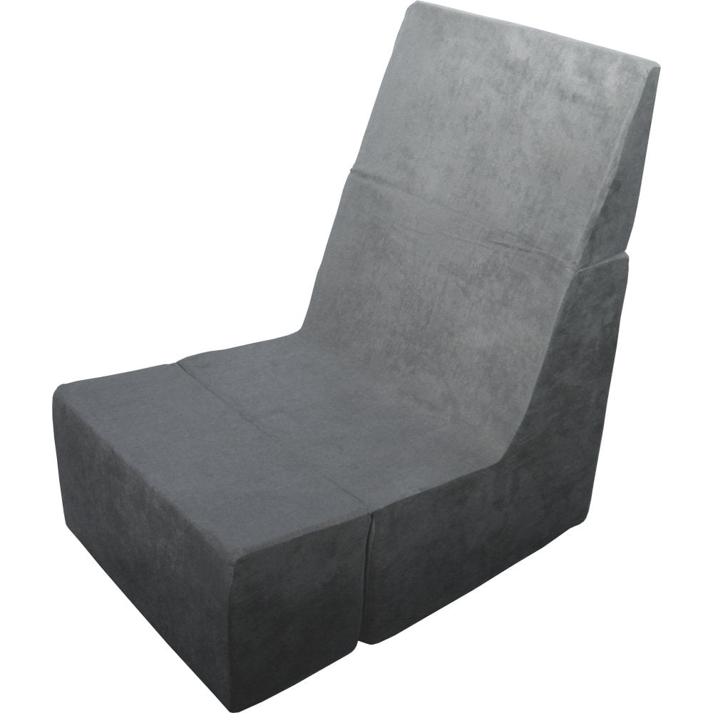 Grey Folding Foam Chair Converts From Recliner To Cube