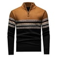thumbnail image 1 of Mens Sweater,Casual Solid Color Splicing Standing Collar Zipper Pullover Knitted Long Sleeves,Sweaters for Men, 1 of 5