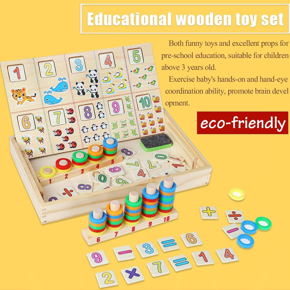 LYUMO Children Educational Wooden Toy Set Math Learning Puzzle Kids Pre