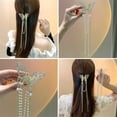 thumbnail image 7 of rygai Women Hair Clip Butterflies Shape Long Tassel Hollow Out Rhinestone Faux Pearl Hair Decoration Photograph Prop Anti-slip Bride Lady Hair Claw Hair Ties,Black, 7 of 7