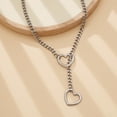 thumbnail image 6 of Heart Slip Chain Necklaces for Women, Stainless Steel O-Ring Adjustable Lariat Heart Y-Necklace, Punk Gothic Cuban Collar Necklace Jewelry for Men, 6 of 7