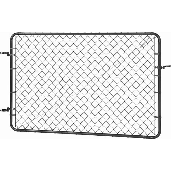 Chain Link Fence Gate, 72 x 48 in, Adjustable Chain Link Fence Panel, Fit 2.2-6 ft (W) x 6 ft (H) Garden Fence Gate Opening, Fencing Gate with Plastic Coating, for Farm Black, Posts Not Included