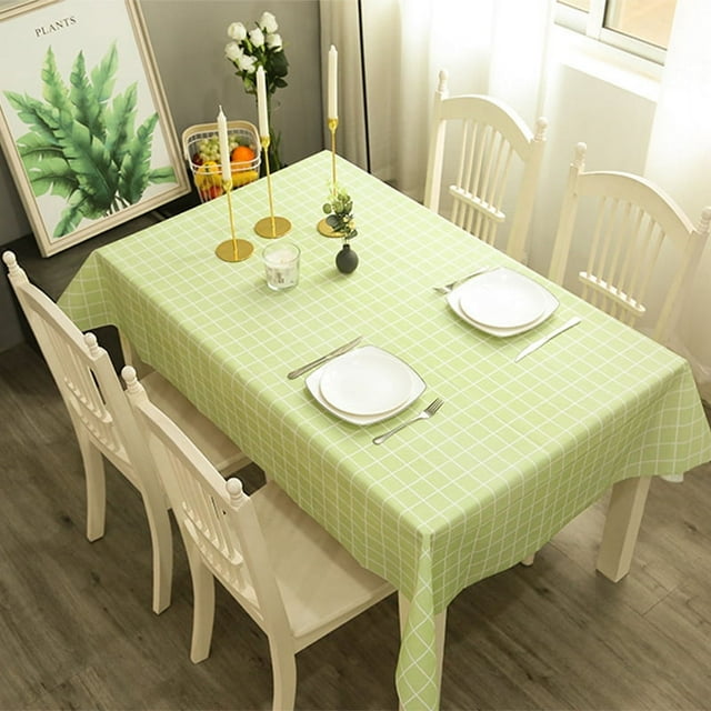 XmhyTop Tablecloth Coffee Table Mat Oilproof Waterproof No-wash Table Mat Plaid Tablecloth Coffee Table Table Mat 53.9*35.4inch(Green)
