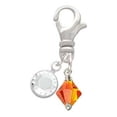 thumbnail image 2 of Delight Jewelry Orange Crystal Bicone - Silvertone Clip on Charm with Clear Crystal Drop, 2 of 4