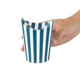 thumbnail image 5 of Restaurantware-Bio Tek 16 Ounce French Fry Cups, 100 Disposable French Fry Holders - With Fold-Down Cover, Tab Lock Closure, Striped Paper Cups, For Onion Rings, Chips, or Popcorn, Stackable, 5 of 10