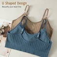 thumbnail image 3 of Sujetador De Entrenamiento Con Relleno Inalámbrico De Punto Acanalado Para Mujer, Camiseta Sin Mangas Deportiva Transpirable Con Correas Ajustables, 3 of 7