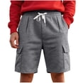 thumbnail image 2 of CHGBMOK Mens Casual Sweat Cargo Shorts Drawstring Elastic Waist Short Athletic Workout Gym Jogger Shorts with Pockets, 2 of 9