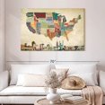 thumbnail image 2 of Elephant Stock Retro Usa Map Wall Art - Horizontal Canvas Wall Art - Living Room Wall Decor - Map Canvas - Beige And Red Decor - 48" x 32", 2 of 8
