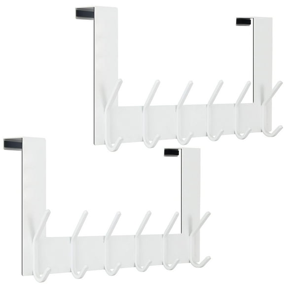 WEBI Over The Door Hook:Over The Door Towel Rack,Door Coat Hanger Towel Hanger Over Door Coat Rack for Hanging Clothes,Hats,Bathroom,White,2 Packs