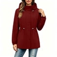 thumbnail image 2 of Cilsoka Drawstring Waist Waterproof Jacket for Womens Long Sleeve Windbreaker with Hooded Casual Solid Softshell Jackets, 2 of 4