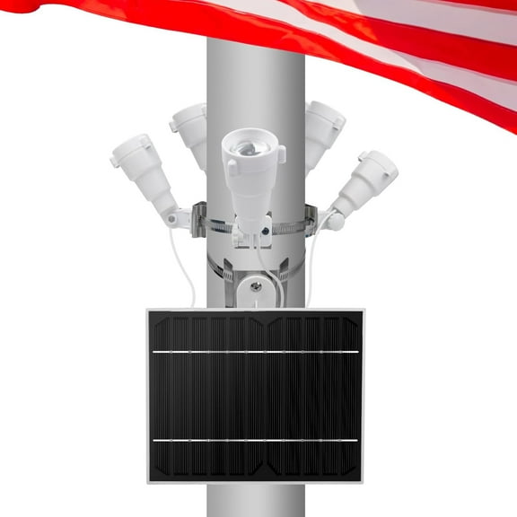 Flag Pole Light Solar Powered 5 in 1 Solar Flag Pole Lights 1000 Lumens Fits 2-6" Diameter Flagpoles Brightest LED Flagpole Solar Lighting Outdoor Waterproof Dusk to Dawn