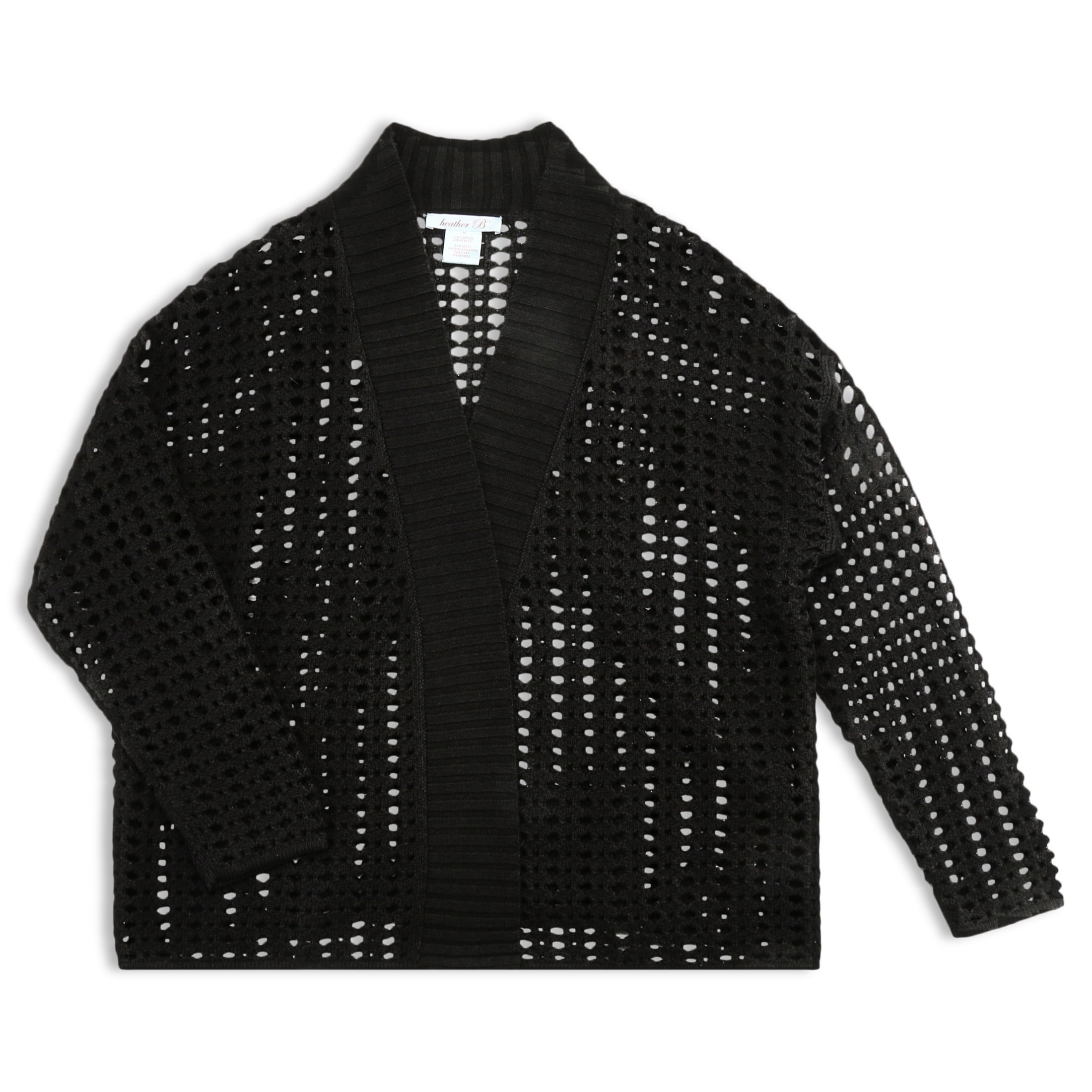 Heather B Women's Long Sleeve Cardigan Sweater, Size: Small, Black