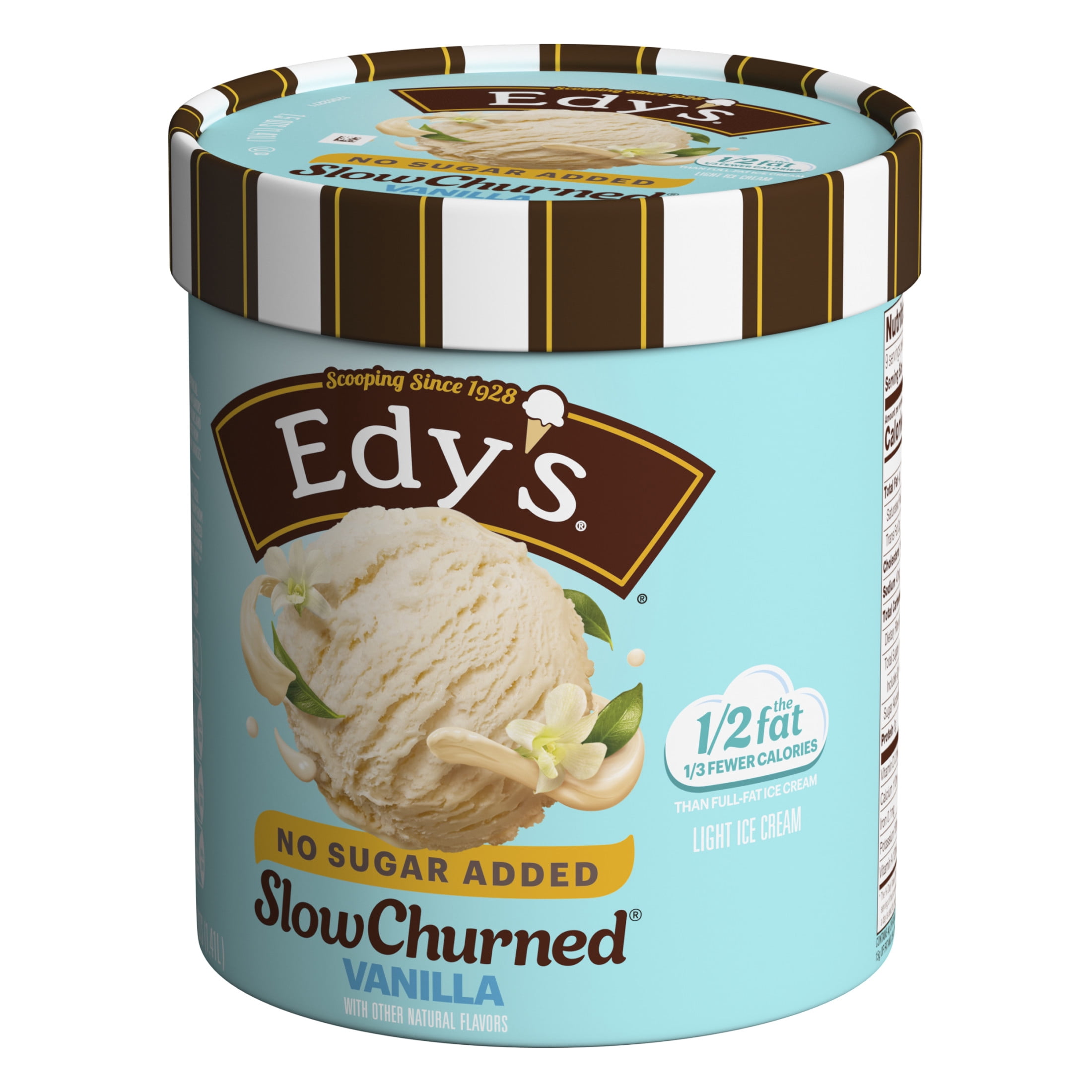 Edy's Dreyer's Slow Churned No Sugar Added Vanilla Light Ice Cream, Kosher, 1 Package, 48oz