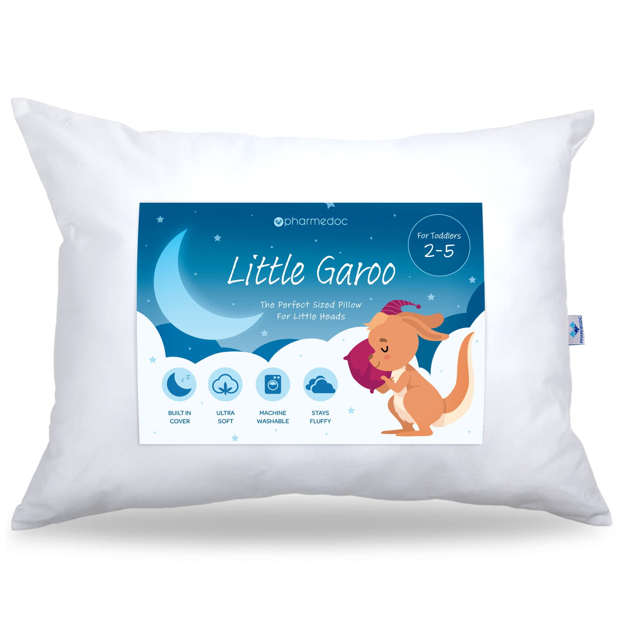 Daycare pillow Toddler Travel Size Pillow with Blue wAnimals Pillowcase Blue Kids Pillow
