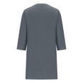 thumbnail image 3 of Ygbgbb Women 3/4 Sleeves Round Neck ButtonKnee Length Dress (Gray,XL), 3 of 5