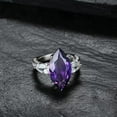 thumbnail image 2 of Divine Creation 2.00 Ct Marquise Cut Purple Amethyst Wedding Engagement Halo Ring 14K White Gold Plated 925 Sterling Silver For Women's -6.5, 2 of 3