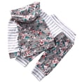 thumbnail image 2 of StylesILove Infant Baby Girl Floral Pattern Long Sleeve Hoodie and Pants 2 pcs Outfit (100/18-24 Months, Grey), 2 of 4