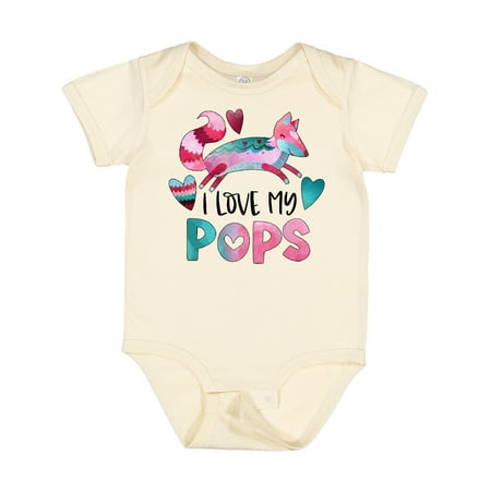 

Inktastic I Love My Pops Pink and Blue Fox with Hearts Gift Baby Boy or Baby Girl Bodysuit