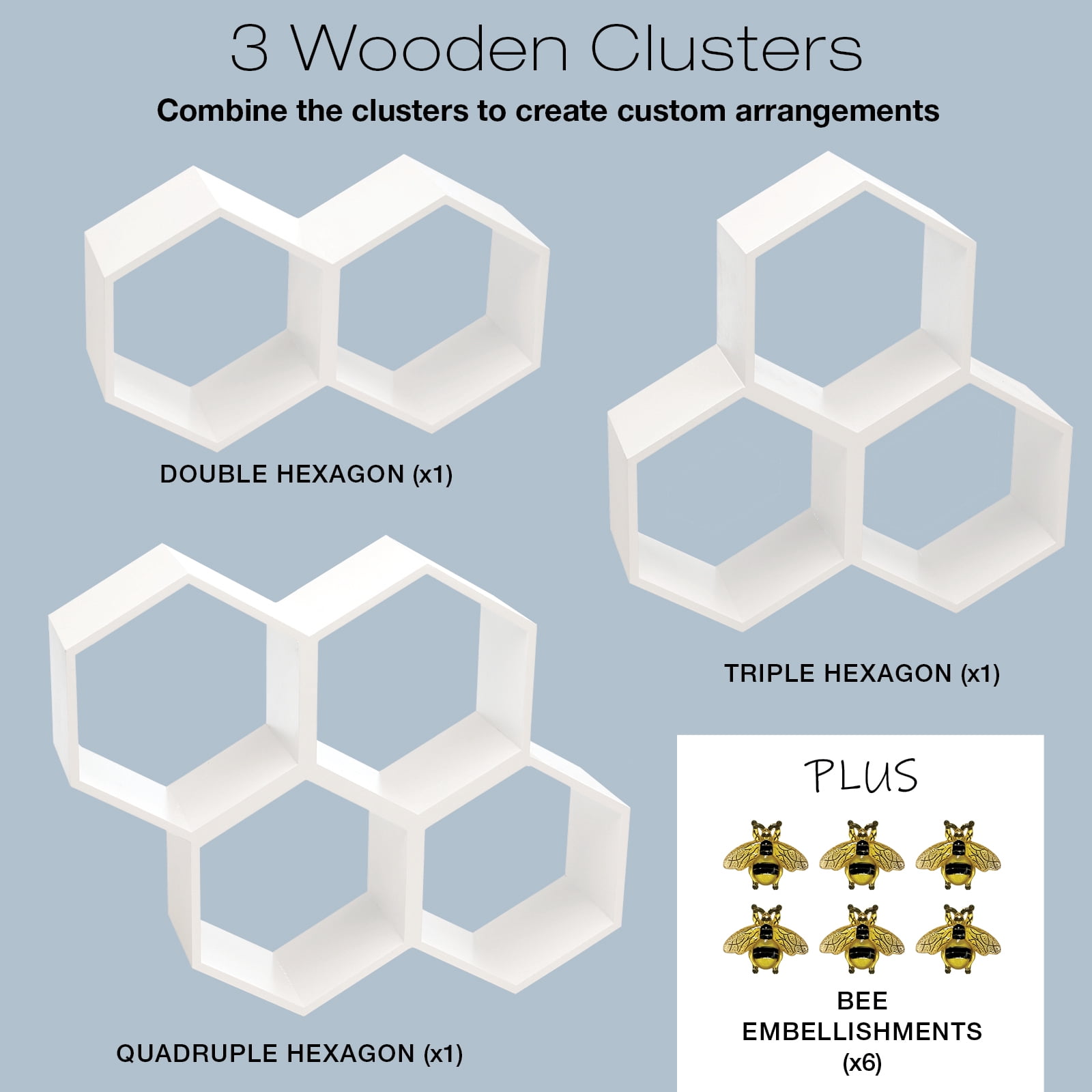 Excello Global Products Honeycomb Toilet Paper Holder with Bees - Holds 9 Rolls - Multiple Configurations, White