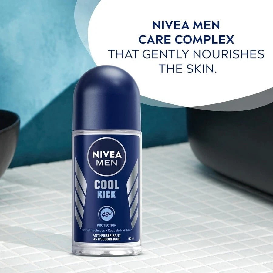 Nivea Men Cool Kick Anti-perspirant Deodorant ROLL-ON, 50 ML  1.7 OZ 12 Pack