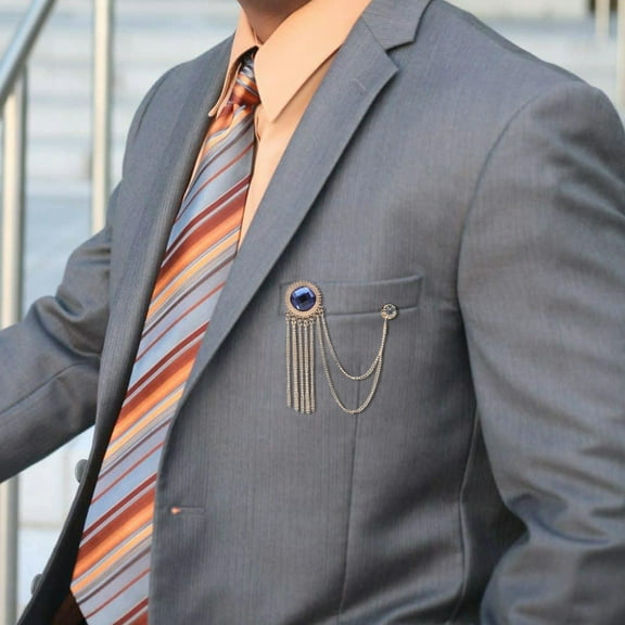 WRISTBIQUE 1Pcs Men Brooch Pin for Suits Golden Color 3.4x1.2x0.6in Imitation Gemstone